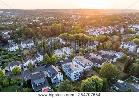 Aerial Drone View Of Streets In Bonn Bad Godesberg The Former Capital Of Germany With Typical German
