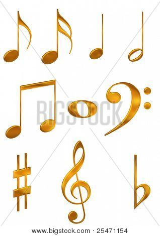 Illustrazione digitale dei simboli d'oro musica