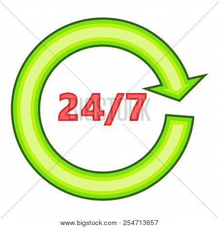 Twenty Four Sevenl Icon. Flatillustration Of Twenty Four Seven Icon For Web