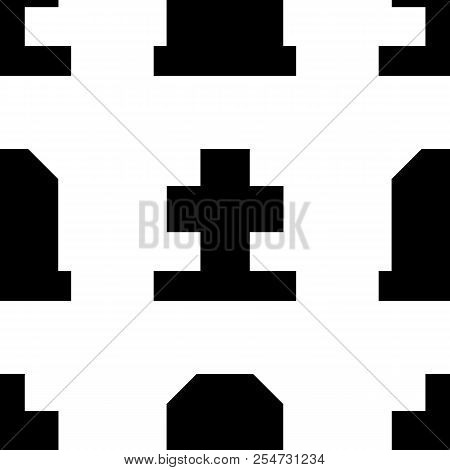 Gravestone And Grave Cross Seamless Pattern Illustration