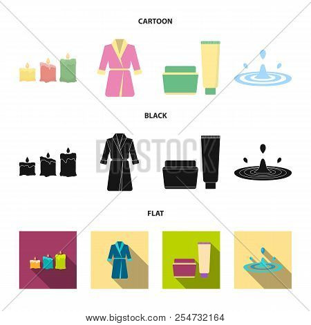 Multicolored Burning Candles, A Pink Robe With A Yellow Belt And A Collar, A Tube With Cream And A J