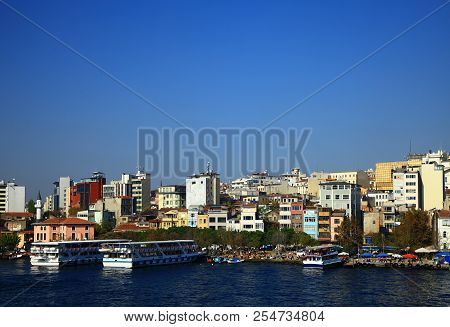 Panorama Of The Golden Horn In Istanbul. Turkey.
