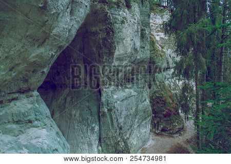 Beautiful Cave In Latvia.