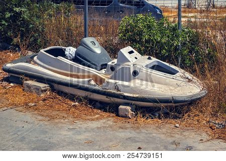 Old Jet Ski Abandoned, Close Up View