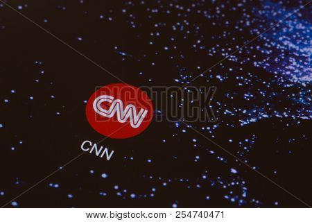 Kiev, Ukraine - October 3, 2017: The Cnn Logo On The Smartphone Screen Close-up.