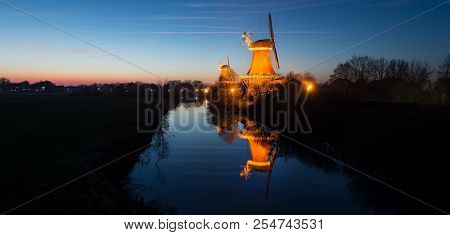 The Beautiful Greetsieler Twin Mills In The Evening Light