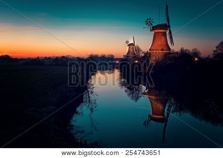 The Beautiful Greetsieler Twin Mills In The Evening Light