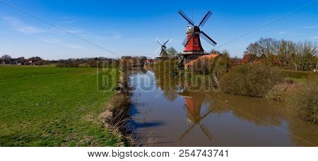 The Beautiful Greetsieler Twin Mills In The Evening Light