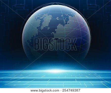 Wireframe Global World Bigdata Information Network System.vector Illustration Eps10..