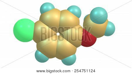 4-chloroanisole Molecular Structure Isolated On White