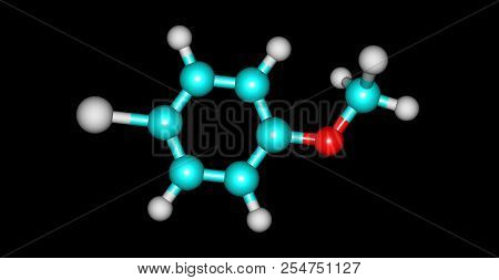 4-chloroanisole Molecular Structure Isolated On White. 3d Illustration