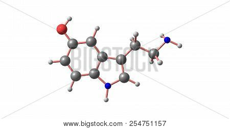 Serotonin Molecular Structure Isolated On White