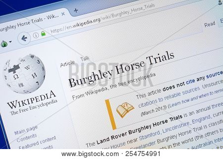 Ryazan, Russia - August 19, 2018: Wikipedia Page About Burghley Horse Trials On The Display Of Pc