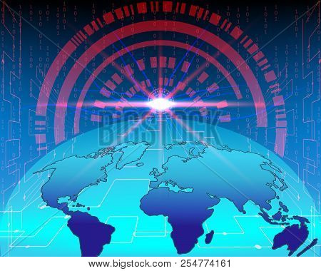 World Map Cyber Line Attack By Hacker Concept Background. Vector Illustration Eps10