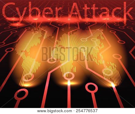 World Map Cyber Attack By Hacker Concept Background. Vector Illustration Eps10