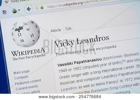 Ryazan, Russia - August 19, 2018: Wikipedia Page About Vicky Leandros On The Display Of Pc