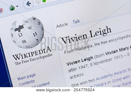 Ryazan, Russia - August 19, 2018: Wikipedia Page About Vivien Leigh On The Display Of Pc
