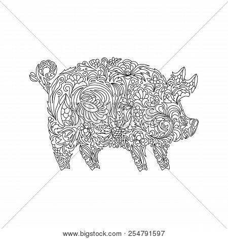 Drawing Zentangle Pig For Coloring Book For Adult Or Other Decorations