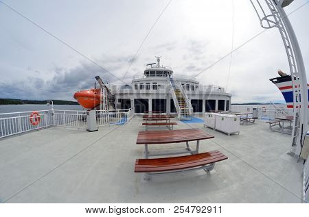 The Ferry from Horten to Moss connects Ostfold and Vestfold in Norway.June 22,2018. Moss,Norway