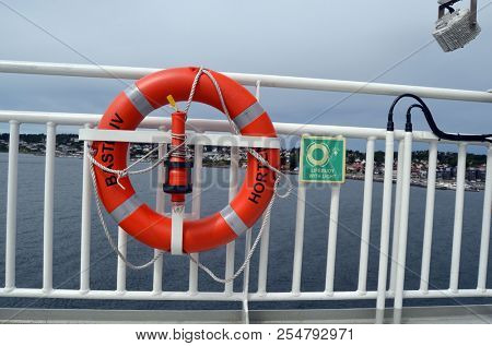The Ferry from Horten to Moss connects Ostfold and Vestfold in Norway.June 22,2018. Moss,Norway