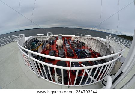 The Ferry from Horten to Moss connects Ostfold and Vestfold in Norway.June 22,2018. Moss,Norway