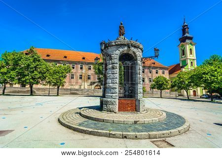 Scenic View At Old Marble Landmarks In Karlovac Town, Croatia.