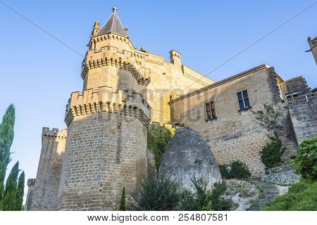 Outer Walls Of The City Of Olite And Castle Tower. Navarre Spain.