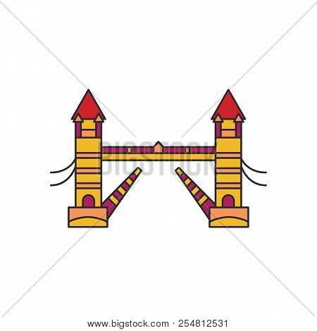 Tower Bridge Icon. Cartoon Tower Bridge Vector Icon For Web Design Isolated On White Background