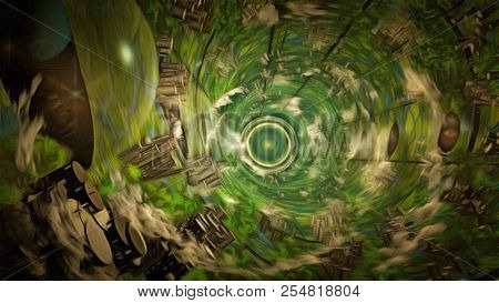 The O'Neill cylinder inspired illustration. 3D rendering