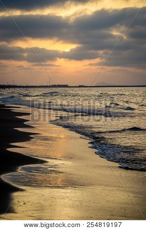 Saaidia Sunset Beach And Waves And Rocks