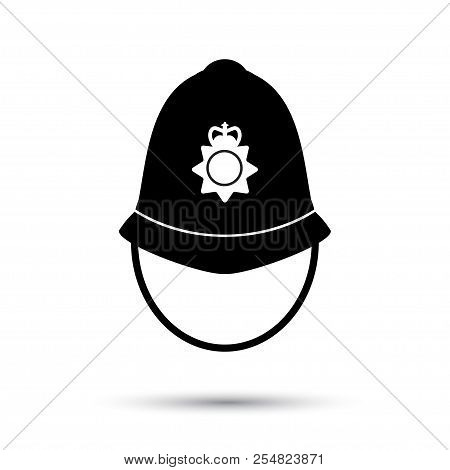 British Police Helmet Icon Vector Illustration Isolated On White