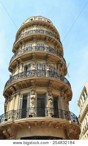 Traditional French Haussmann Architecture And Residential Building In Marseille.