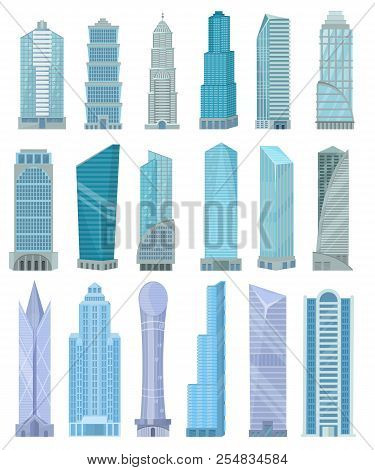 Building Skyscraper In Cityscape Vector City Skyline And Business Officebuilding Of Commercial Compa
