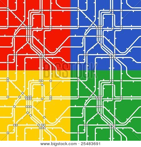 Sömlös bakgrund av metro system. Fyra färger