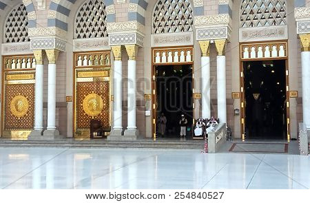 Madinah, Saudi Arabia - February 8,2017 : View Of King Saud Entrance Door To The Prophet Muhammad Mo