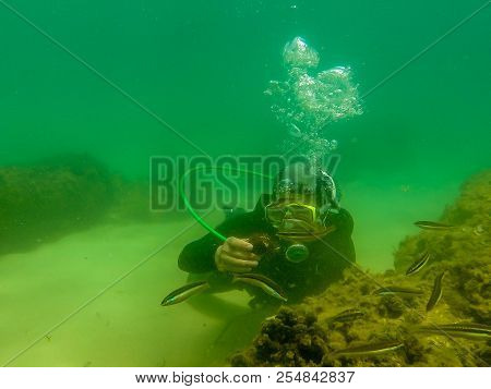 Diving Hobbie In Houcima Bay In Summer
