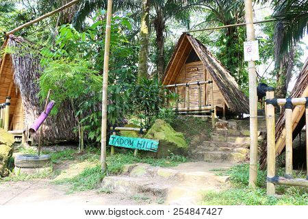 Banting, Selangor, Malaysia - July 28, 2018 - Budget Bamboo Chalets Or Hut Available For Tourist Vis