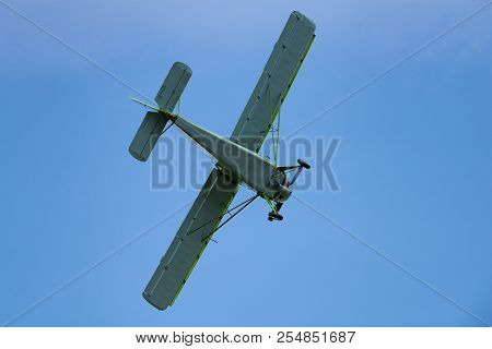 Novosibirsk, Russia - August 5, 2018: Yak-12m, Performs The Flight Program At The Air Show At The Ai