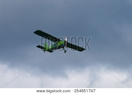 Novosibirsk, Russia - August 5, 2018: Yak-12m, Performs The Flight Program At The Air Show At The Ai