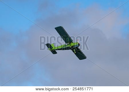 Novosibirsk, Russia - August 5, 2018: Yak-12m, Performs The Flight Program At The Air Show At The Ai
