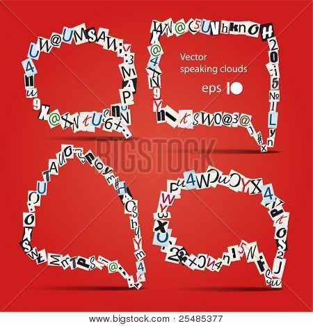 ชุดของเวกเตอร์คุยฟองของตัวอักษรจากหนังสือพิมพ์และนิตยสาร