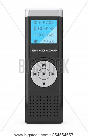 Journalist Digital Voice Recorder Or Dictaphone On A White Background. 3d Rendering