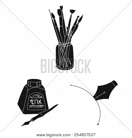 Painter And Drawing Black Icons In Set Collection For Design. Artistic Accessories Vector Symbol Sto