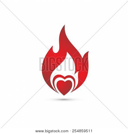 Flame Heart Icon Modern Symbol For Graphic And Web Design. Heart Icon Simple Sign. Vector Illustrati