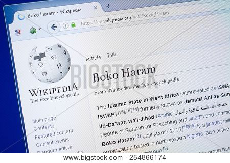 Ryazan, Russia - August 19, 2018: Wikipedia Page About Boko Haram On The Display Of Pc