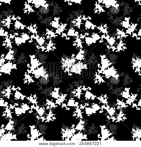 Ufo Military Camouflage Seamless Pattern In Black, Grey And White Colors