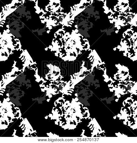 Ufo Military Camouflage Seamless Pattern In Black, Grey And White Colors