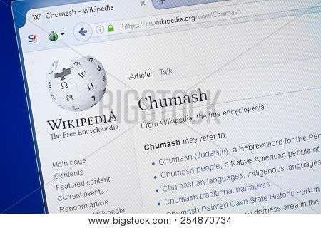 Ryazan, Russia - August 19, 2018: Wikipedia Page About Chumash On The Display Of Pc
