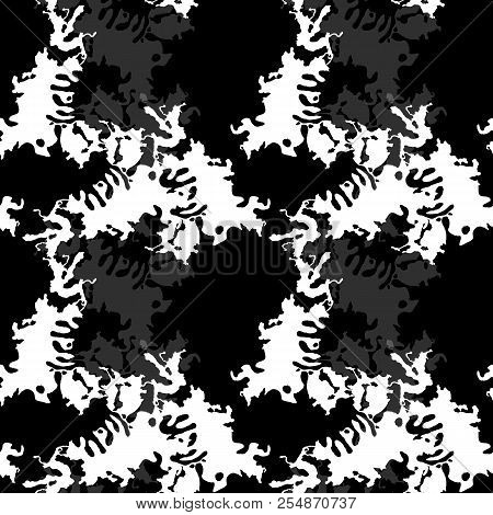 Ufo Military Camouflage Seamless Pattern In Black, Grey And White Colors