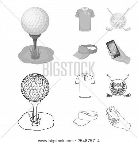 Emblem Of The Golf Club, Cap With A Visor, Golfer Shirt, Phone With A Navigator.golf Club Set Collec